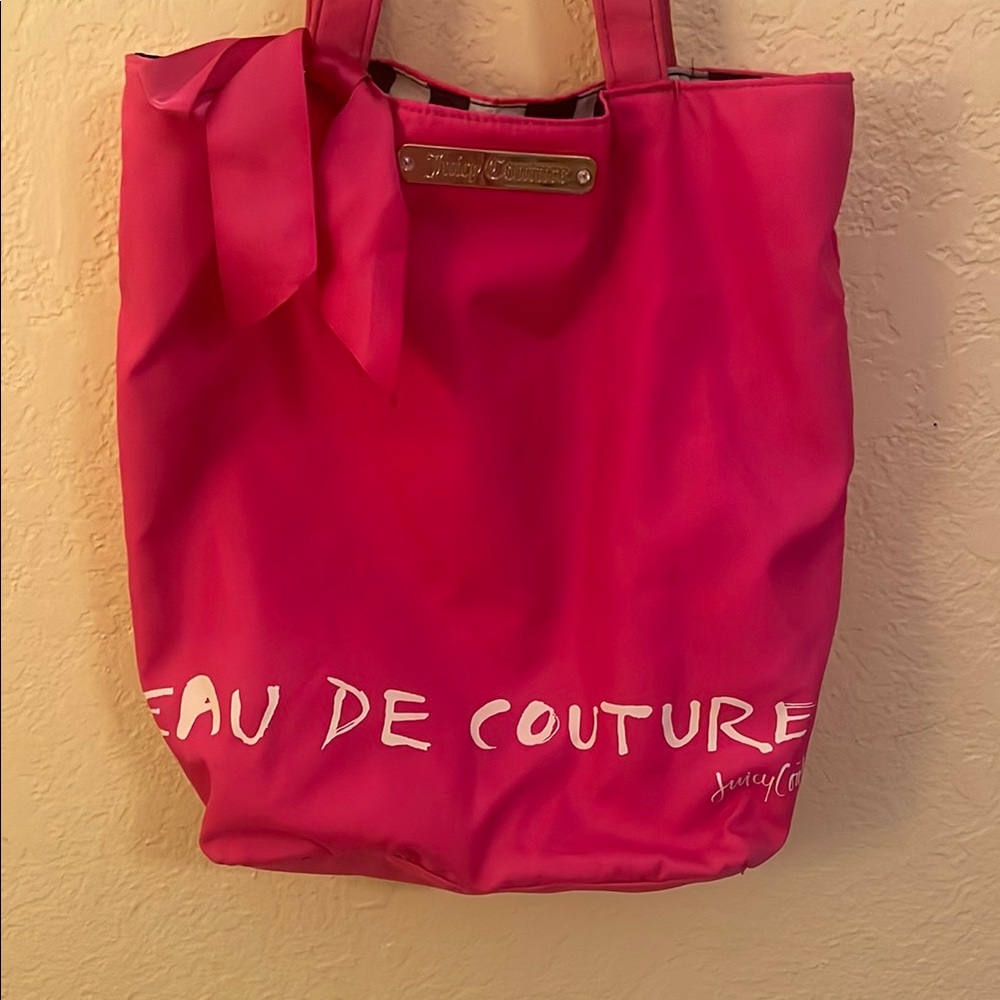 Juicy Couture Pink Canvas Tote Bag with Metallic Detail